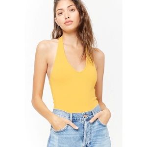 Yellow Fitted Bodysuit Forever 21 *NEVER WORN*